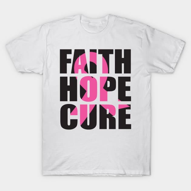 faith hope cure gift, Breast Cancer Awareness ribbon month 2022 T-Shirt by AYOUGO.ZONDA™